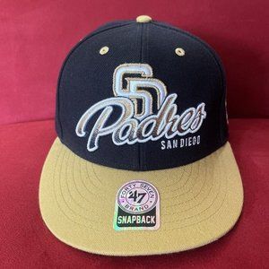 NEW San Diego Padres Snapback Hat 47 Forty Seven Black Gold White Adjustable MLB